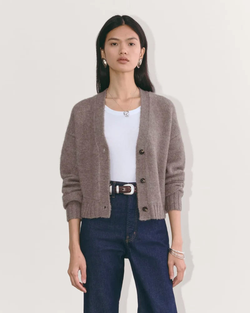 The Boxy Cardigan in Alpaca | Taupe Melange