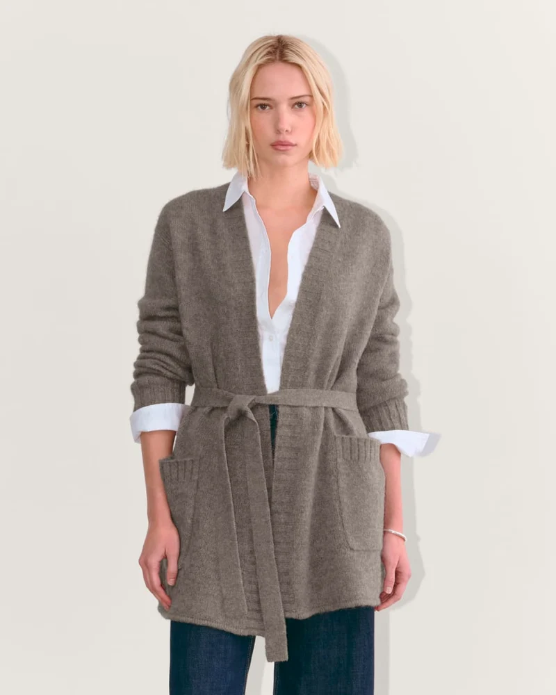 The Robe Cardigan in Alpaca | Taupe Melange