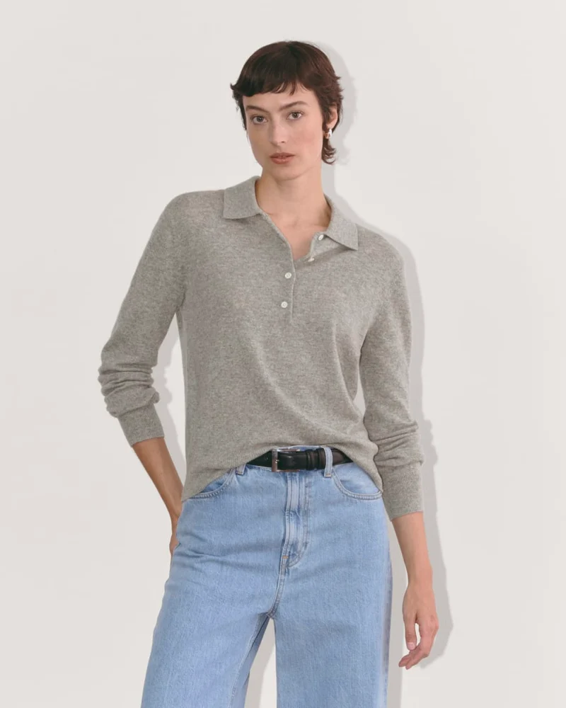 The Classic Polo in Cashmere | Light Heather Grey