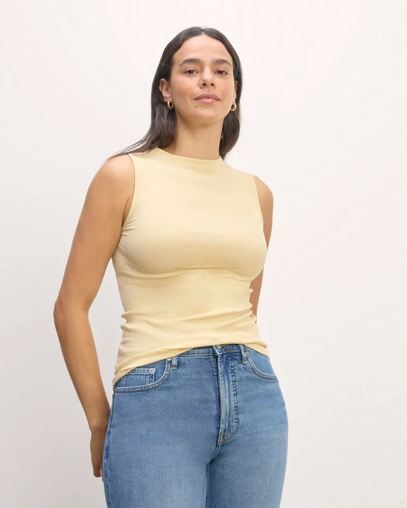 The Luxe Rib Funnel-Neck Tank | Parsnip