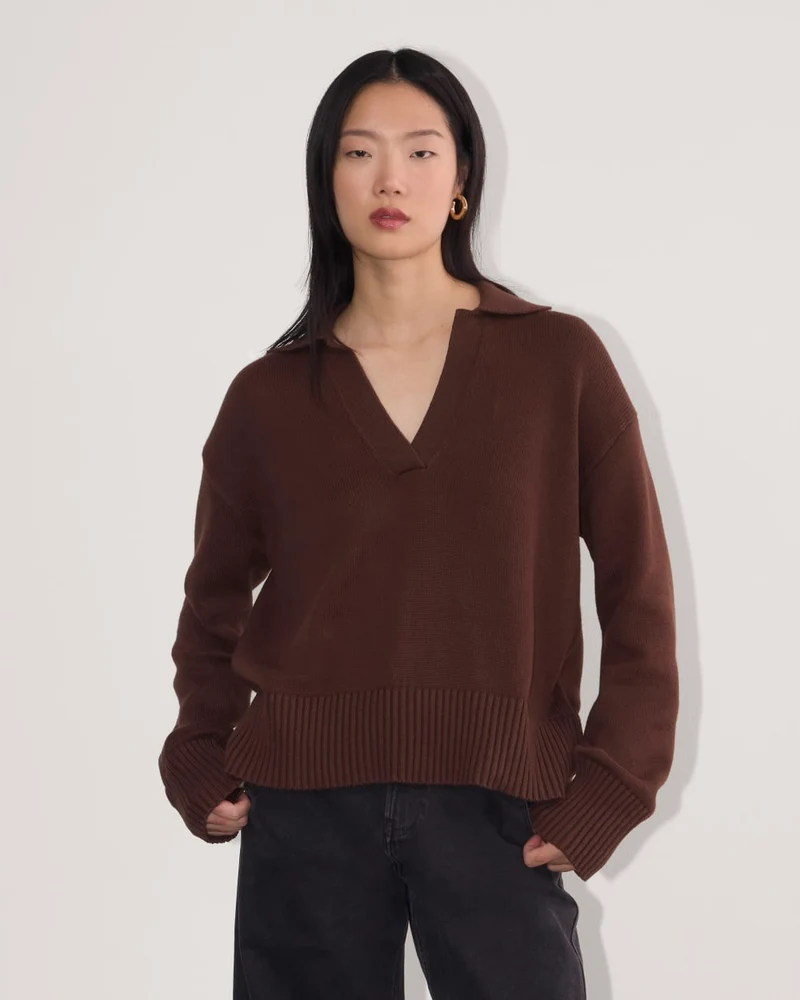 The Boxy Polo in Everyday Cotton | Dark Mahogany