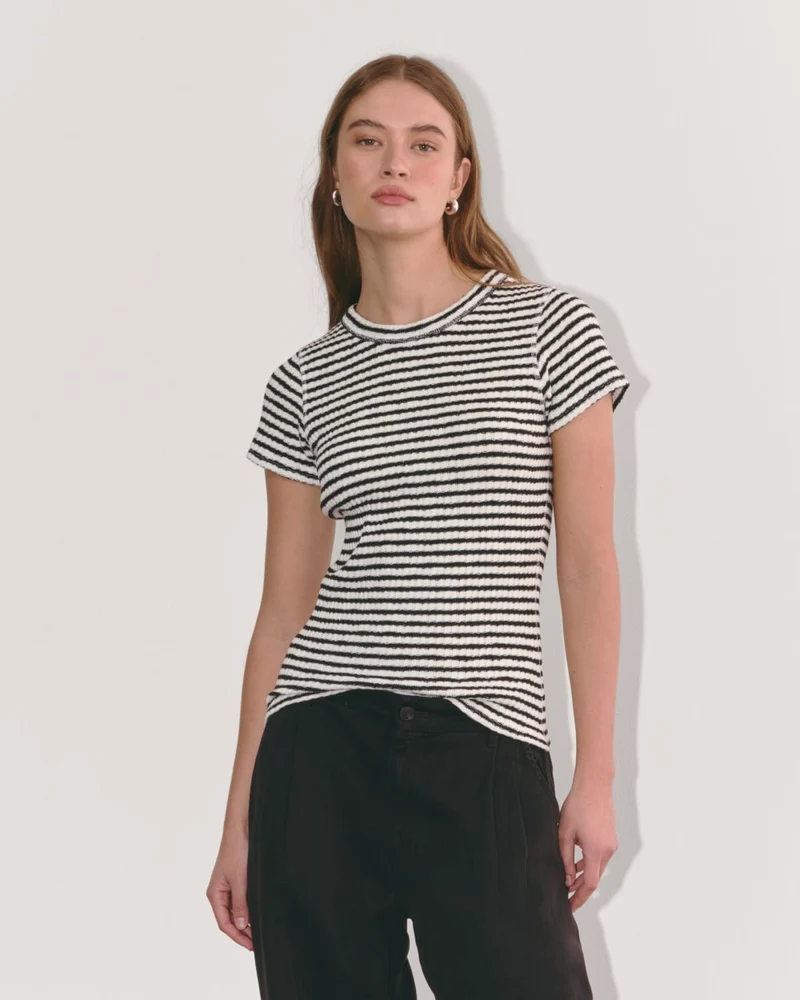 The Cozy Rib Tee | Black / Bone