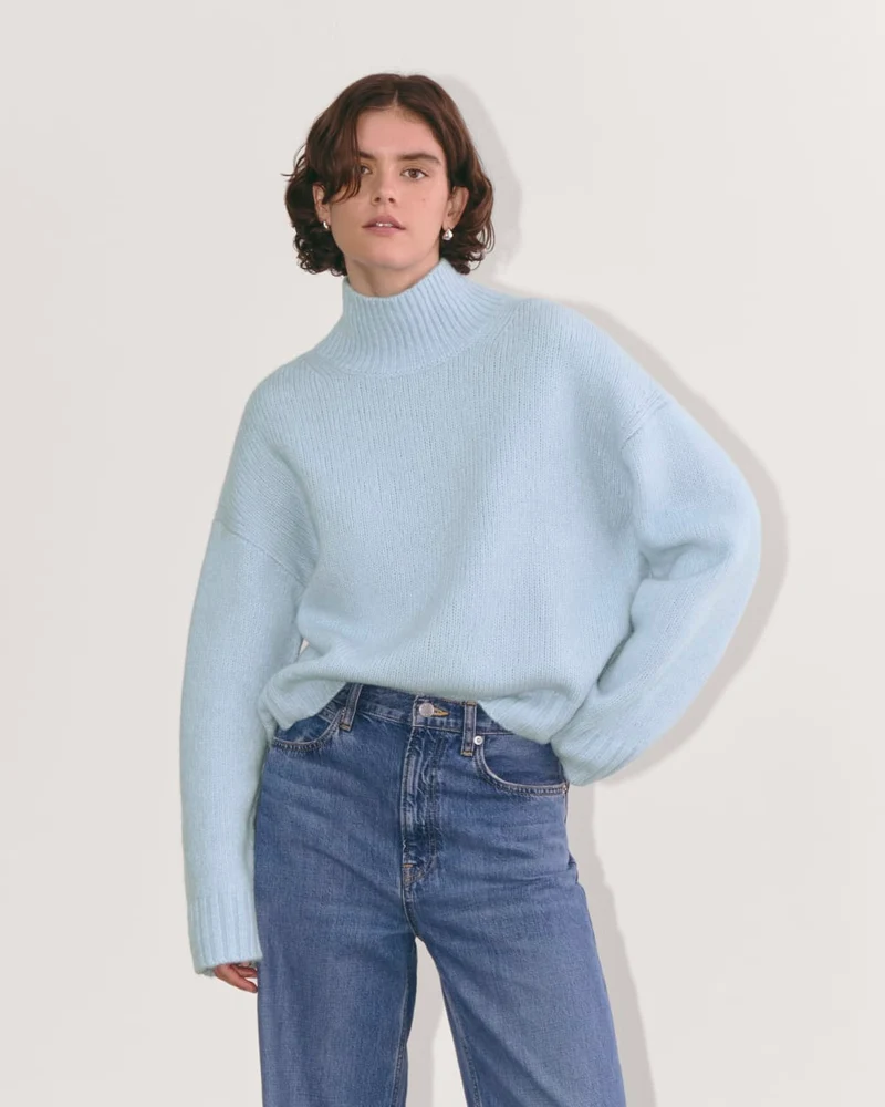 The Cloud Oversized Turtleneck | Chambray Blue