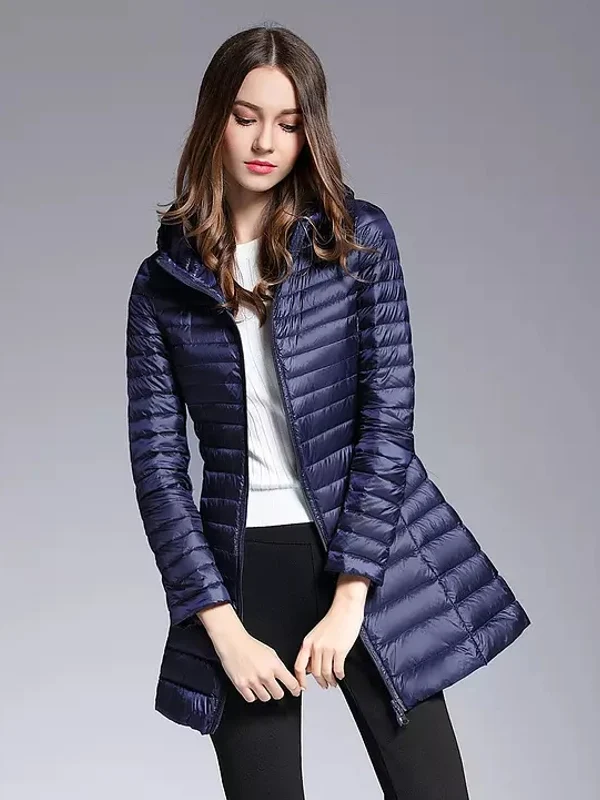 Lichte midi lange pufferjacks met capuchon