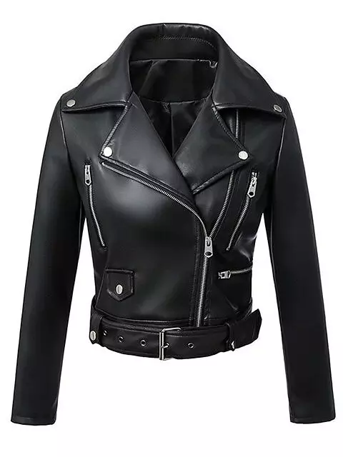 Faux Leren Jassen Rits Basic Jas