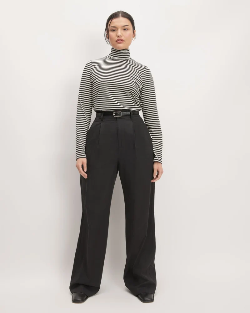The Organic Cotton Turtleneck | Black / Bone