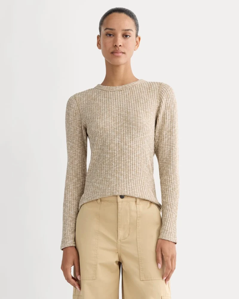 The Cozy Rib Long-Sleeve Tee | Cornstalk / Bone Twist