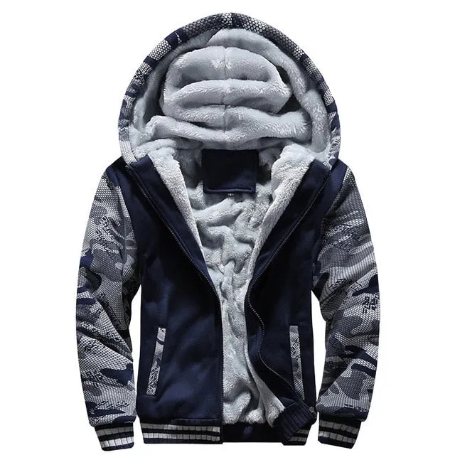 Heren Winterjas Camouflage Dikker Jassen Hooded Fleece