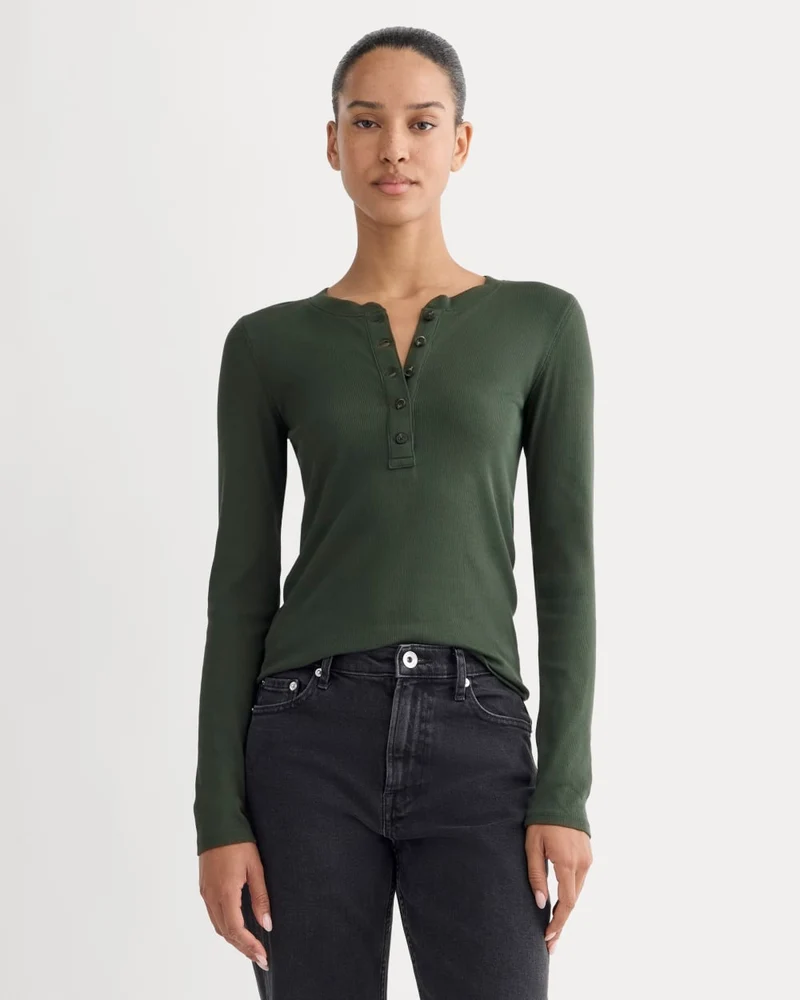 The Luxe Rib Henley | Dark Forest