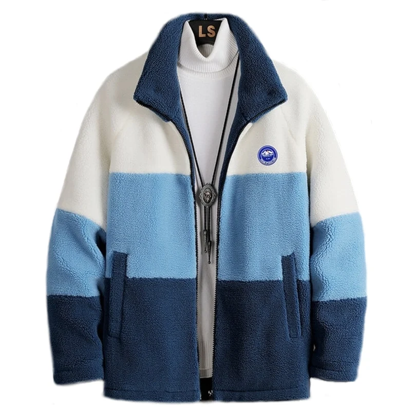 Heren winter warm blauw jack fleece grote maten parka's