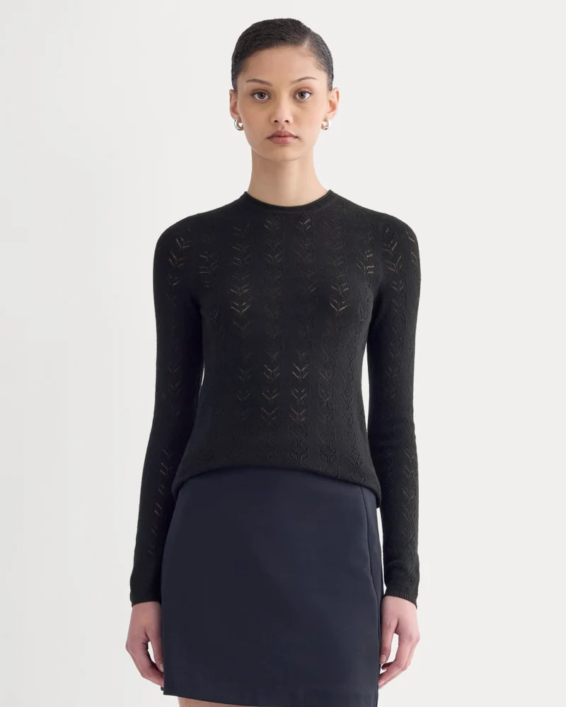 The Pointelle Crew in Ultrasoft Merino | Black