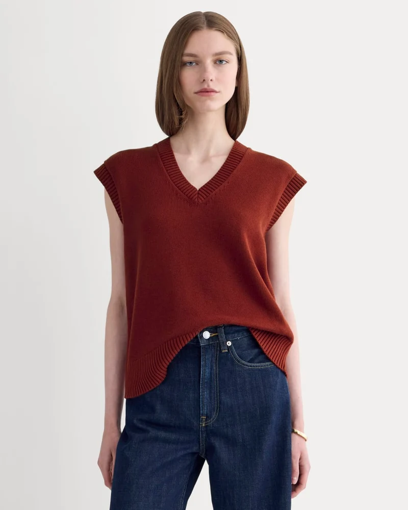 The Boxy Vest in Everyday Cotton | Merlot