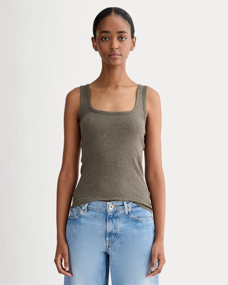 The Luxe Rib Square-Neck Tank | Heathered Fatigue