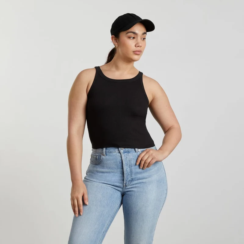 The Pima Micro-Rib Short Tank | Black