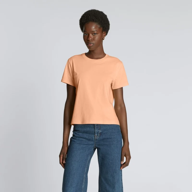 The Box-Cut Tee in Essential Cotton | Apricot | No Pocket