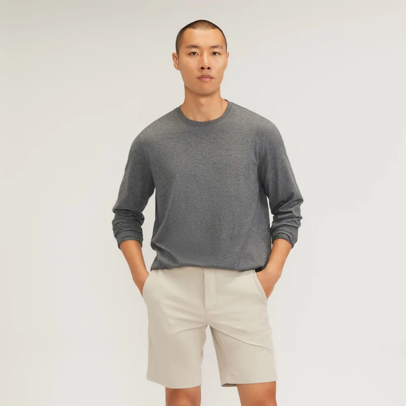 The Essential Organic Long-Sleeve Tee | Heathered Charcoal