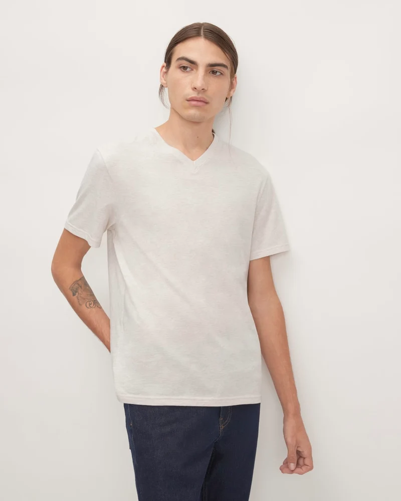 The Essential Organic V-Neck Tee | Heathered Oat