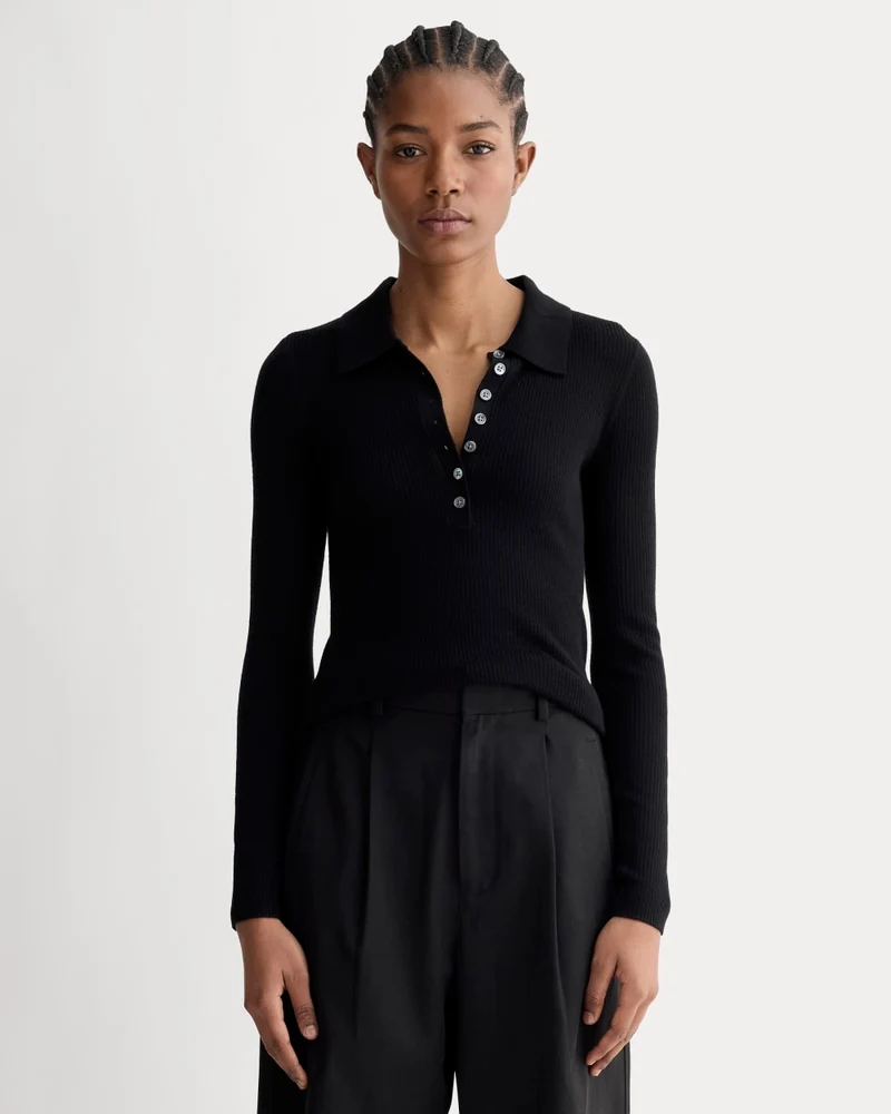 The Polo in Ultrasoft Merino | Black