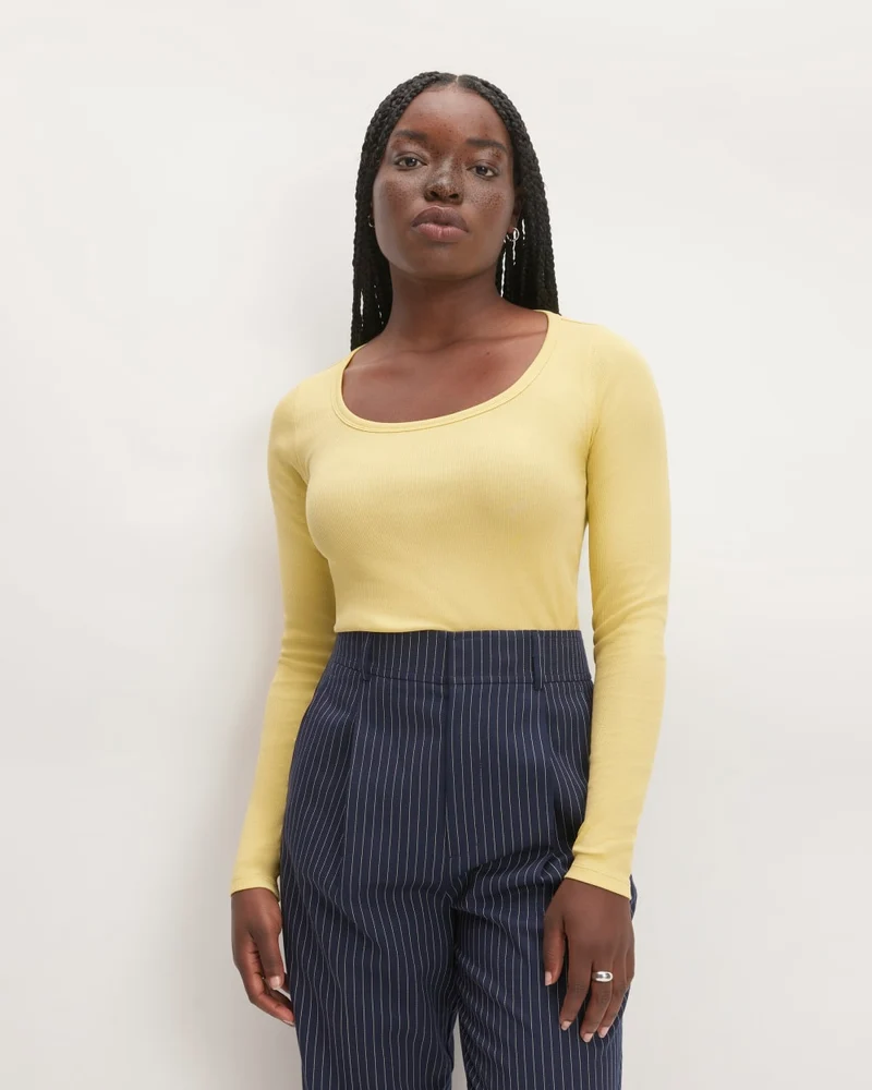 The Luxe Rib Long-Sleeve Scoop-Neck Tee | Raffia