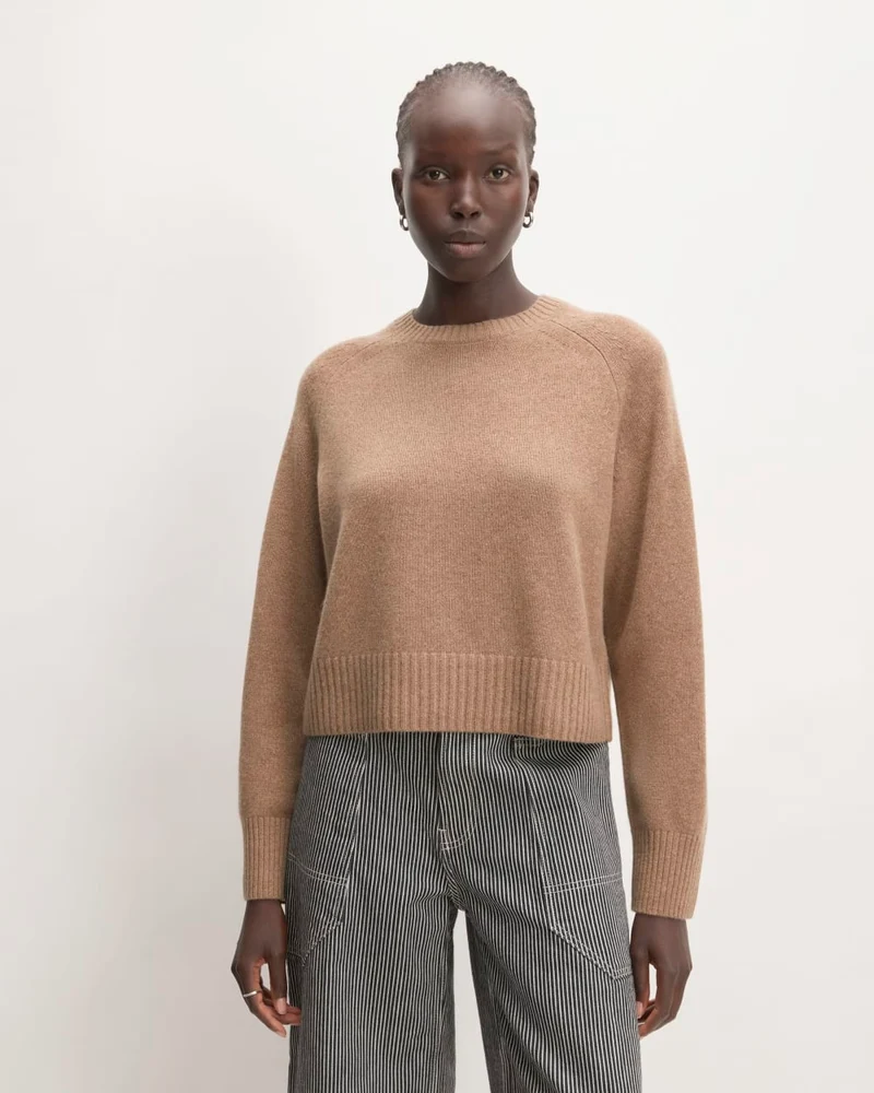 The Boxy Crew in Cashmere | Heathered Woodsmoke