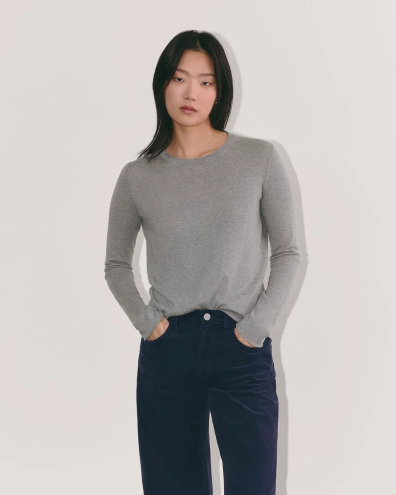 The Crew in Cotton Cashmere | Heather Charcoal