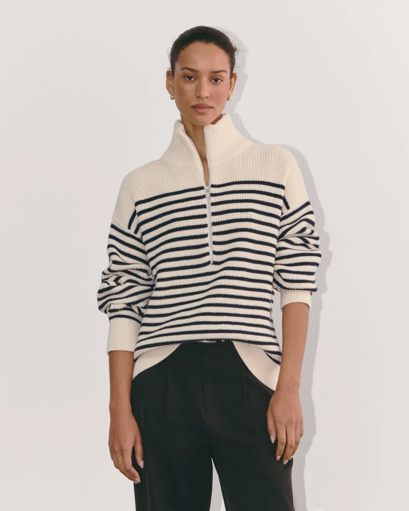 The Half-Zip in Everyday Cotton | Canvas / Navy