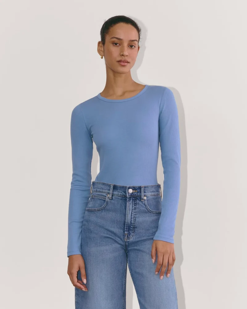 The Luxe Rib Long-Sleeve Crew | Bluebell
