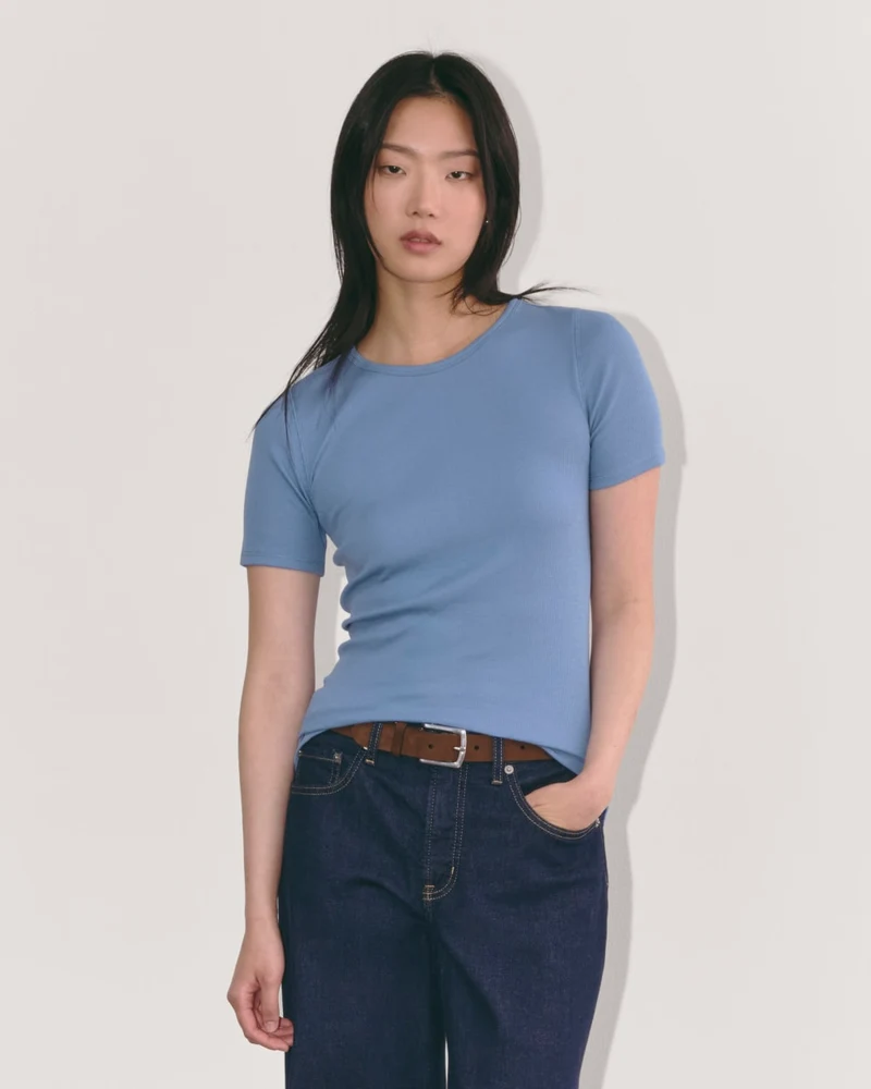 The Luxe Rib Crew | Bluebell