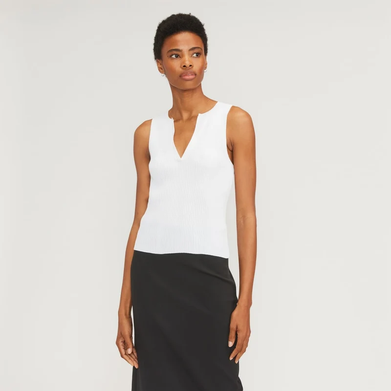 The Ribbed Cutaway Tank | White