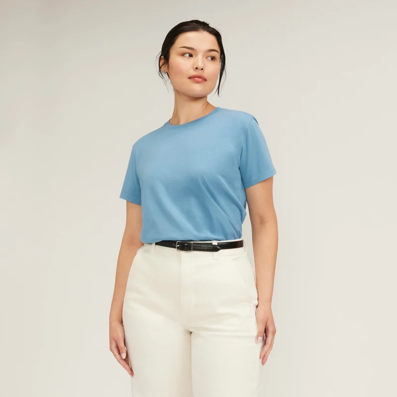 The Box-Cut Tee in Essential Cotton | Heritage Blue | No Pocket