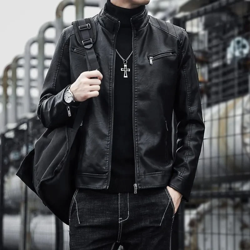 Heren leren pakjas heren slim fit korte jas