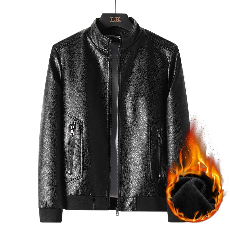 Heren Winter Fleece Motorfiets Leren Overjas
