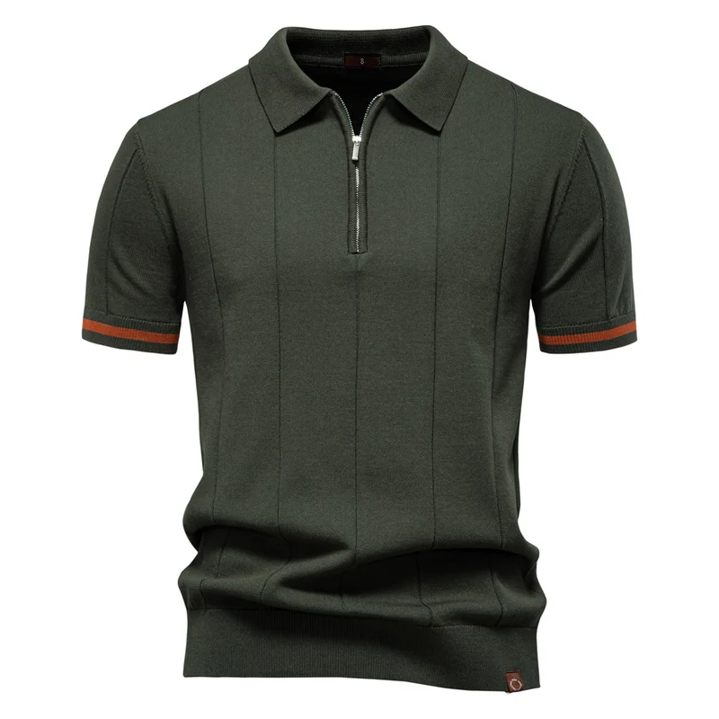 Heren effen sport poloshirt met rits