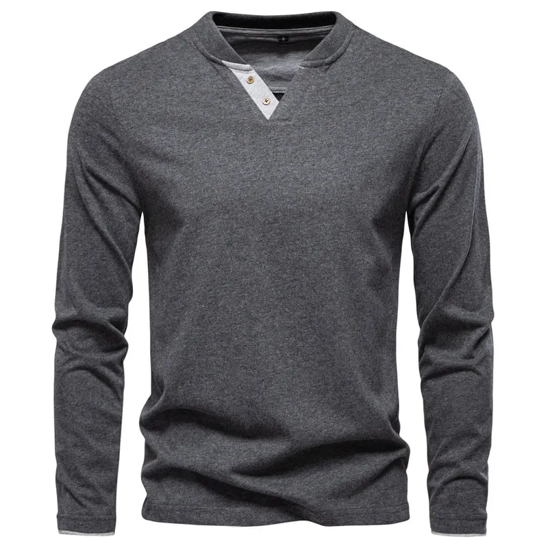 Mode katoenen heren T-shirts met lange mouwen