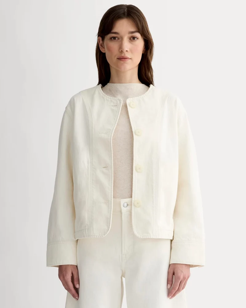 The Denim Barrel Jacket | Calico Ecru