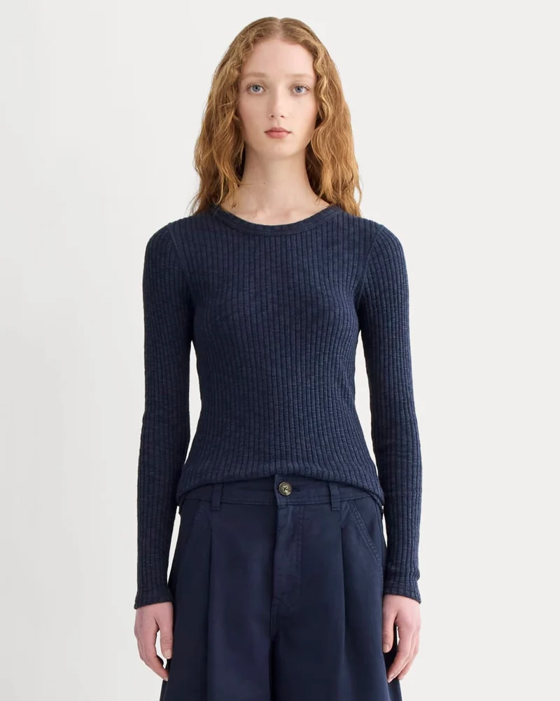 The Cozy Rib Long-Sleeve Tee | Navy