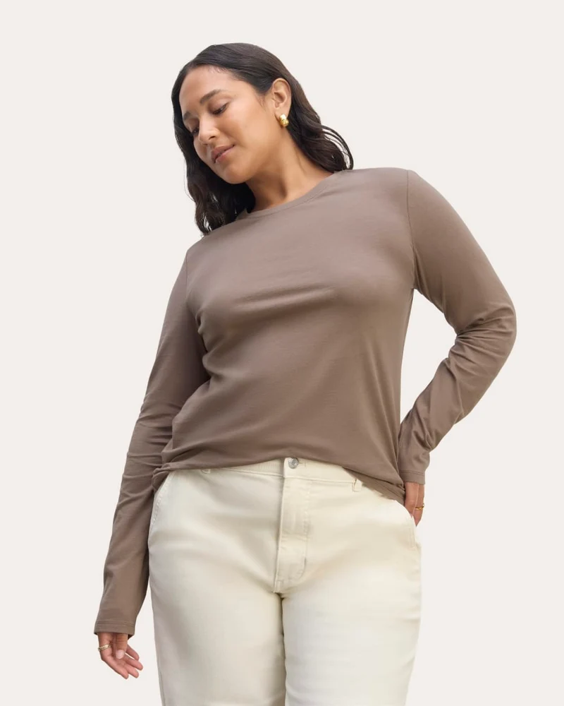 The Slim Long-Sleeve Crew in Essential Cotton | Clay
