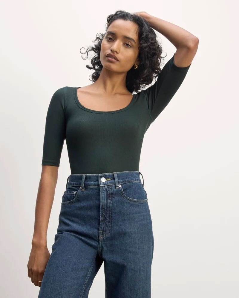 The Luxe Rib Scoop-Neck Tee | Scarab