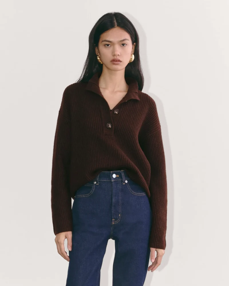 The Cocoon Henley in Wool Cashmere | Americano