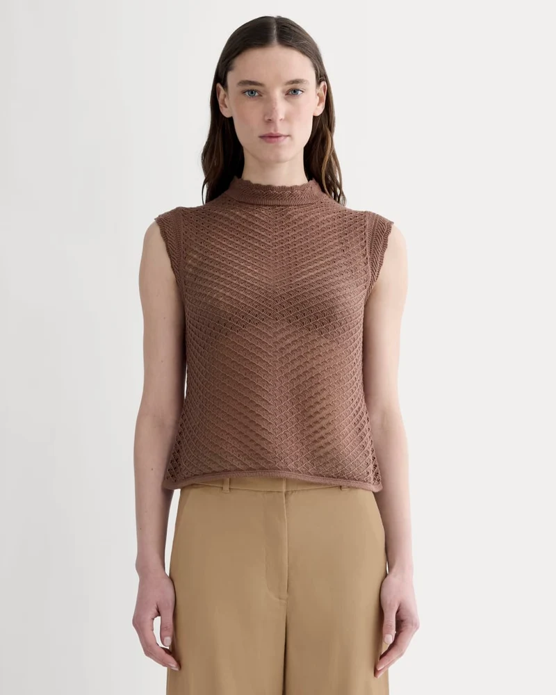 The Lace Knit Tank | Mocha