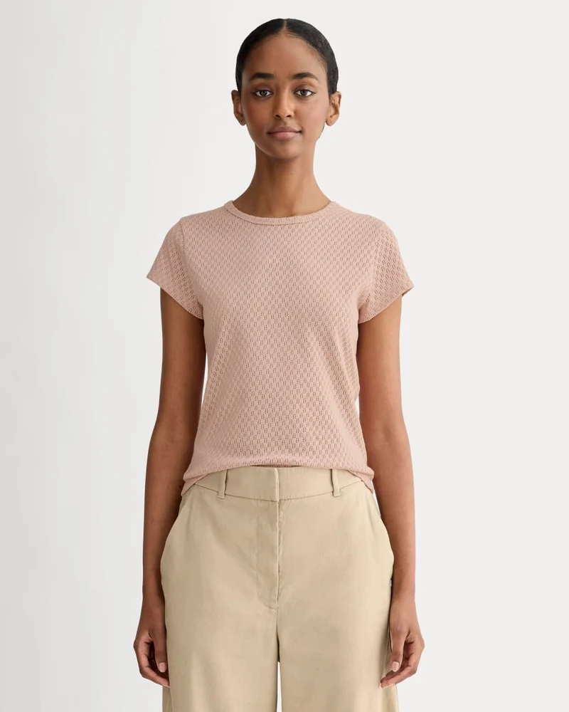 The Pointelle Short-Sleeve Tee | Rose Smoke