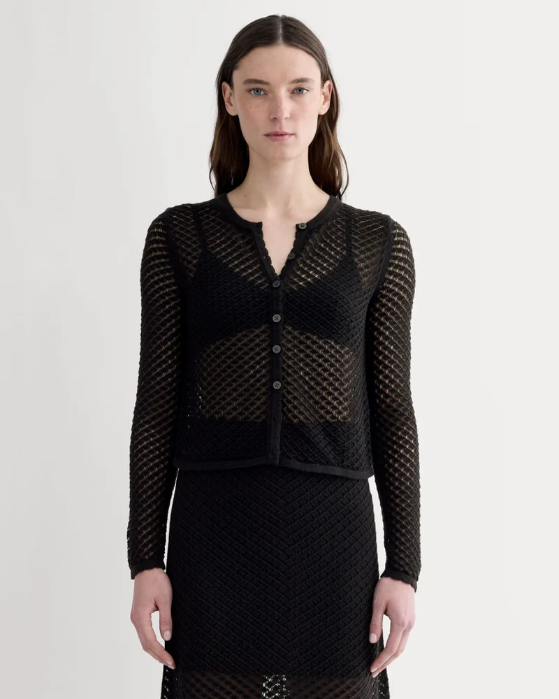 The Lace Knit Cardigan | Black