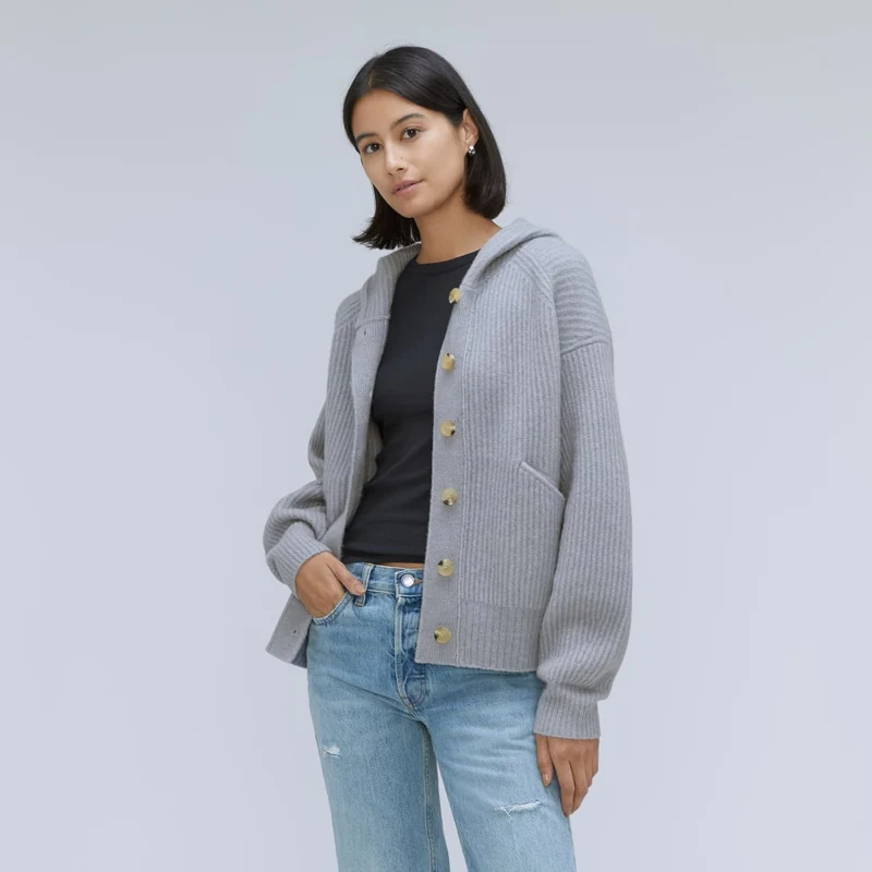 The Cozy-Stretch Hooded Cardigan | Smoke