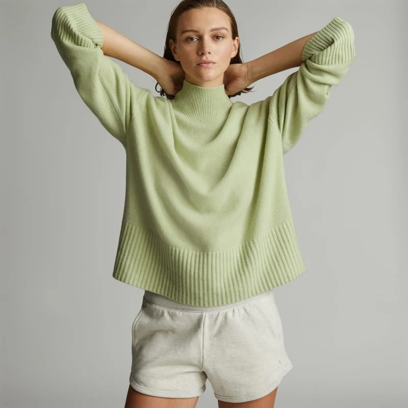 The Cashmere Oversized Turtleneck | Seafoam Green