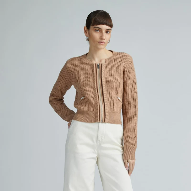 The Cropped Cotton-Merino Bomber | Chestnut