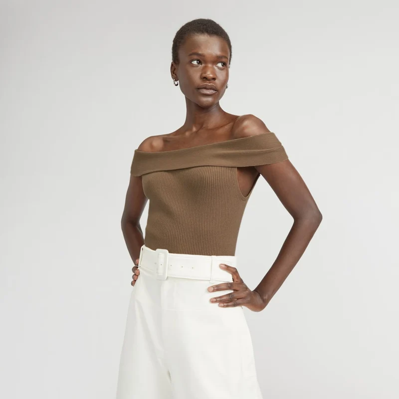 The Ribbed Cotton Off-The-Shoulder Top | Toasted Coconut