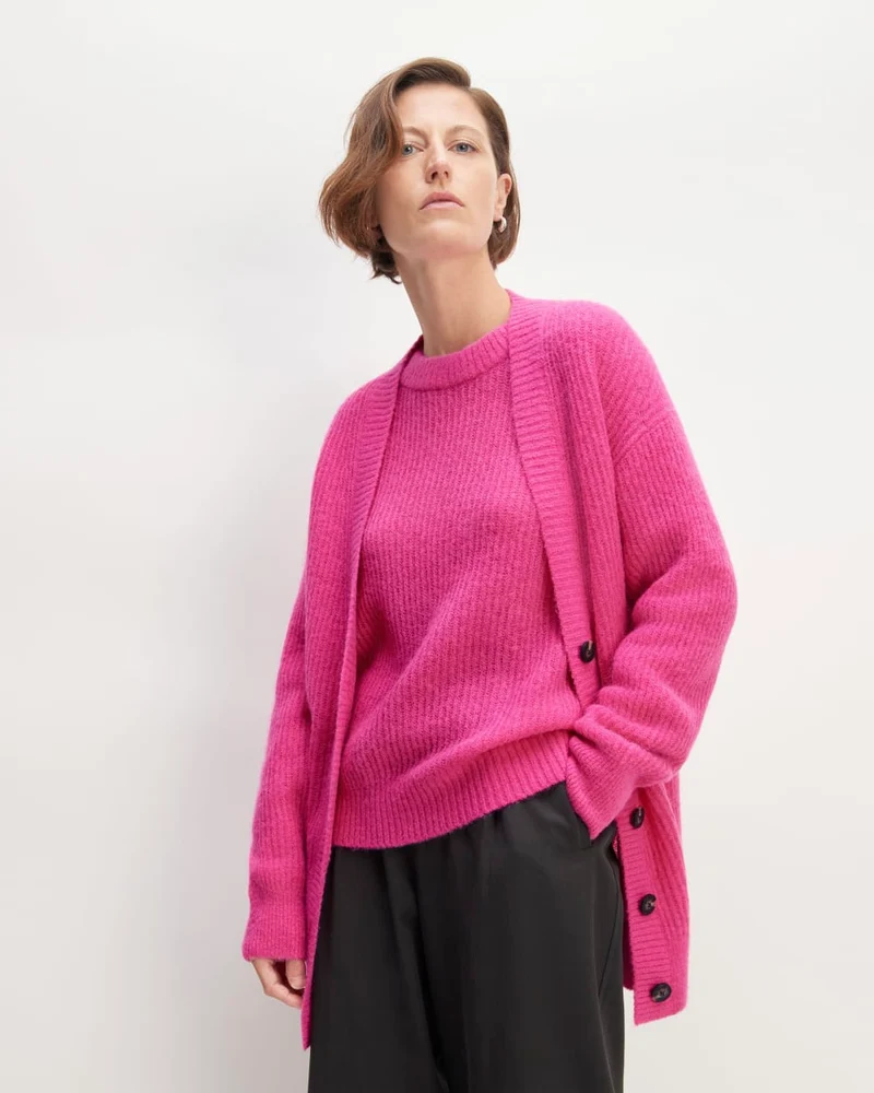 The Alpaca Oversized Cardigan | Fuchsia Pink