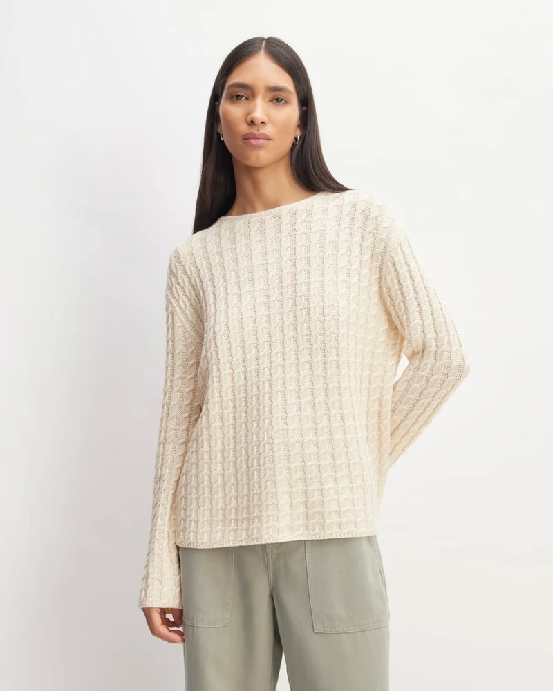 The Cotton Merino Cable Crew | Canvas