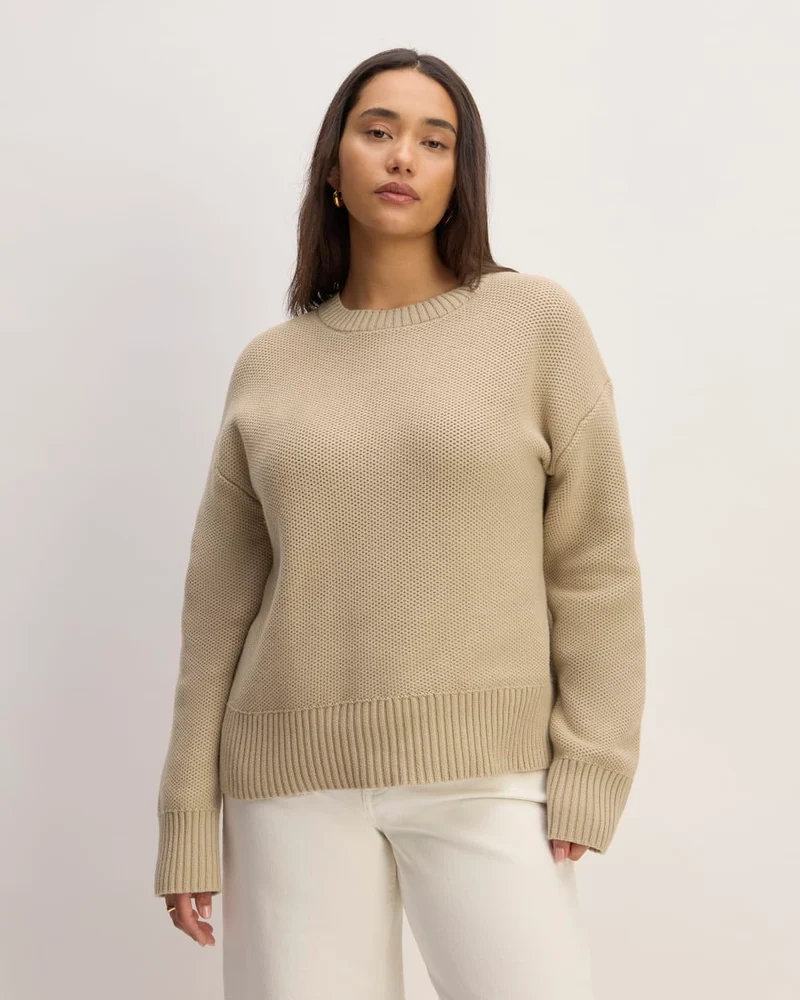 The Cotton Honeycomb Square Crew | Trench Coat Khaki