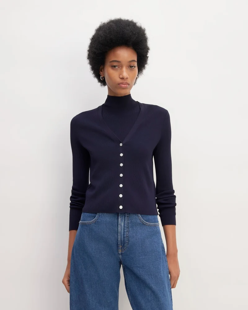 The Viscose Knit Cardigan | Navy